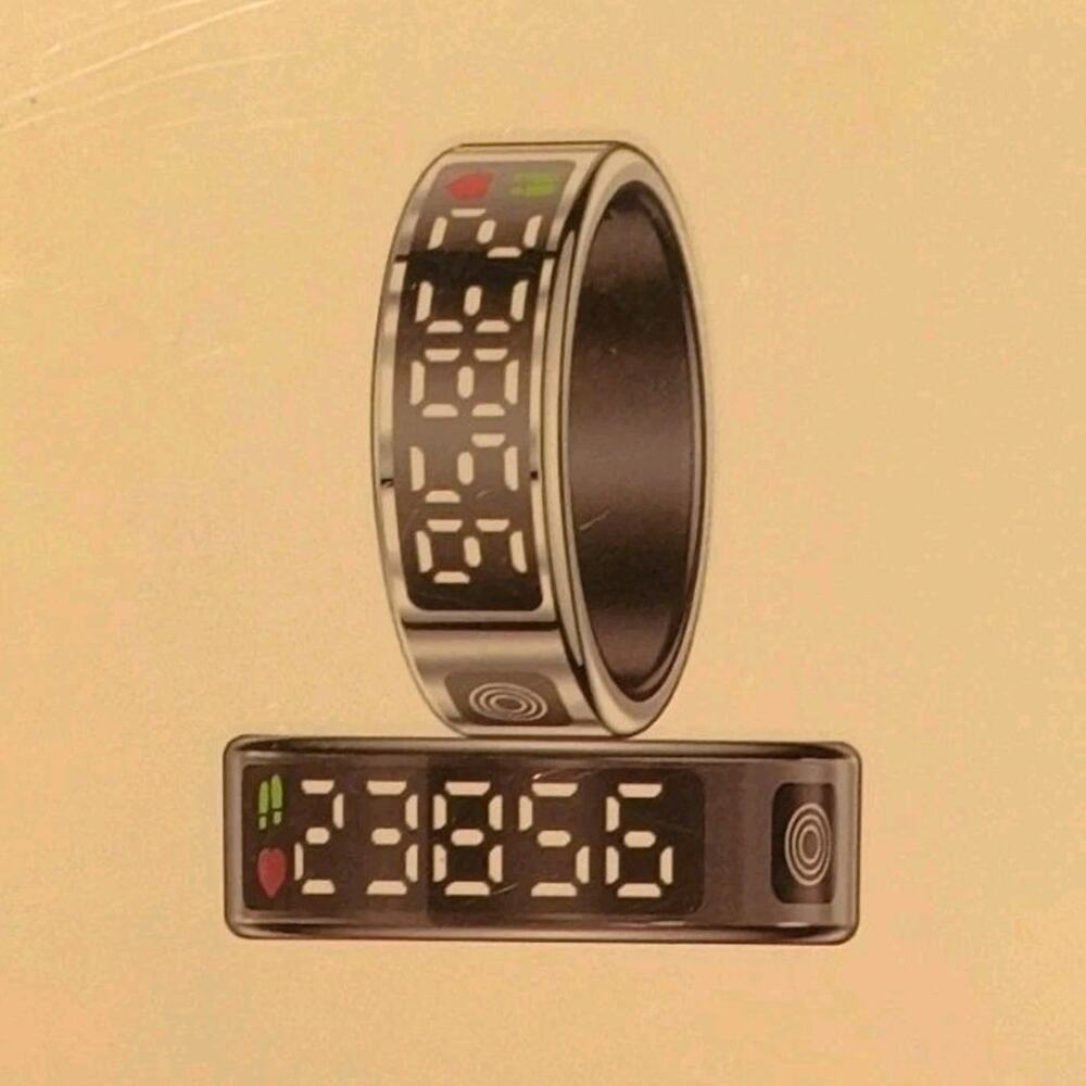 JRing Smart Ring Activity Tracker Black Size 8 Bluetooth Android iOS